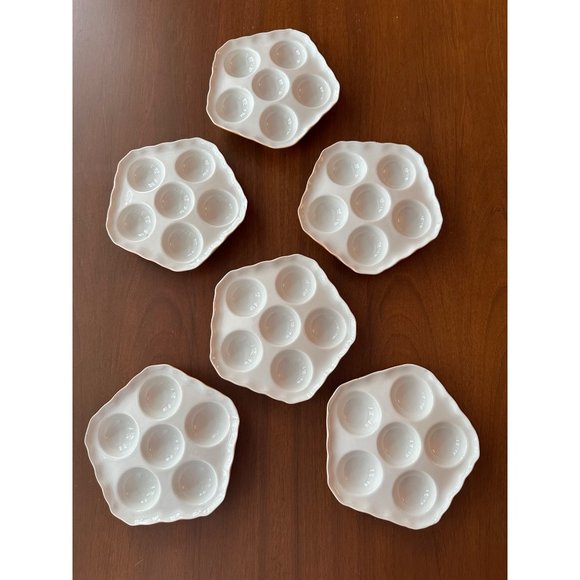 Luzifer Bauscher Weiden Escargot Serving Dish Set of 6 White Porcelain German Vt - Picture 13 of 13